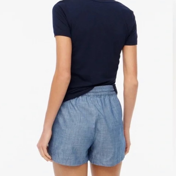 J. Crew Blue Chambray Drawstring Pull Up Shorts (Size Small) - Picture 2 of 12